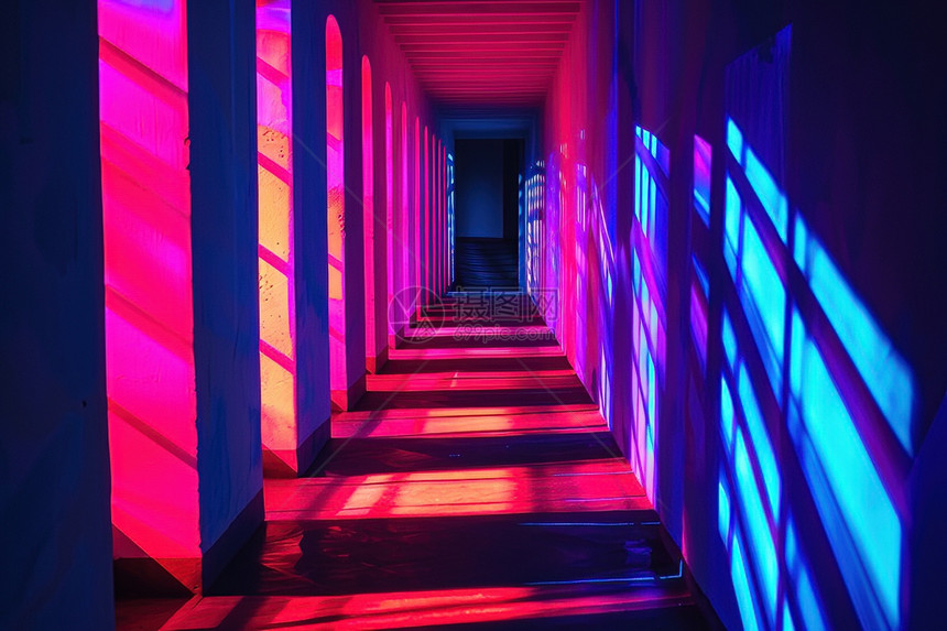 霓虹长廊炫彩流光图片