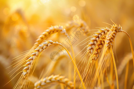 粮食种植阳光照耀在麦穗上背景