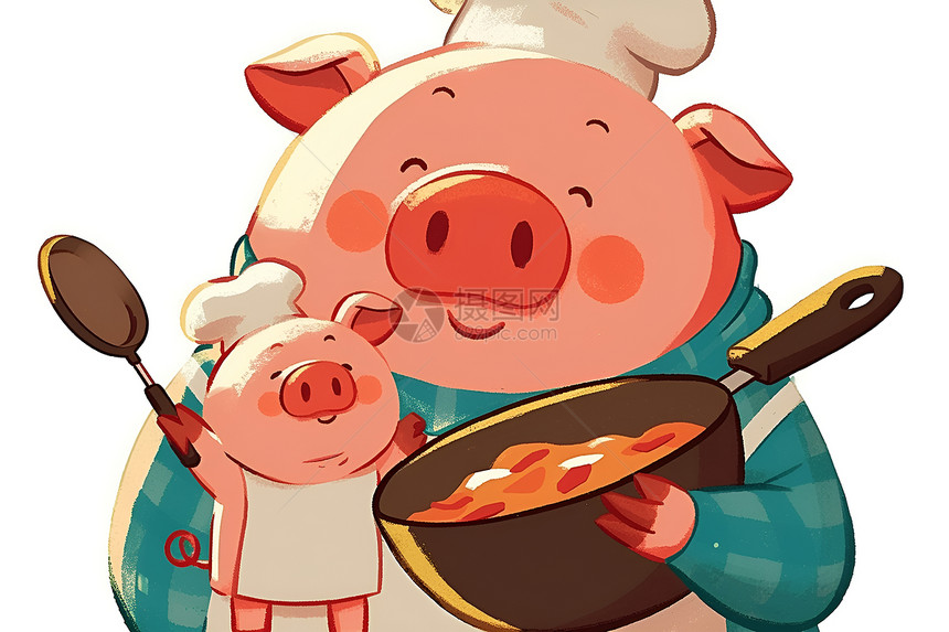 猪猪大厨插画图片