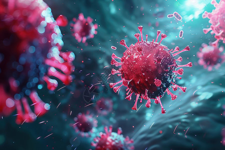 病毒恶魔彩色细菌的微观镜头设计图片