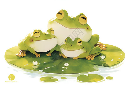 荷叶上的青蛙荷叶上青蛙插图插画
