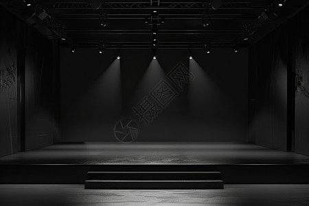黑色圆圈光芒黑色调的舞台背景