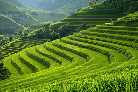 从江梯田绿色梯田背景