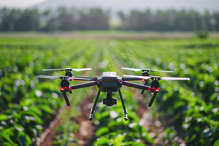 无人机在农田上方背景图片