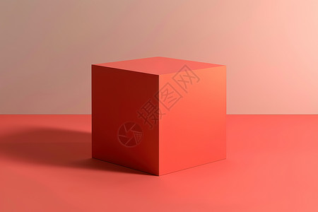 红色立体展台红色的方块背景