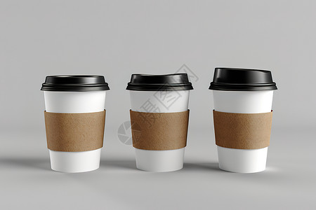 三个带盖咖啡杯子高清图片