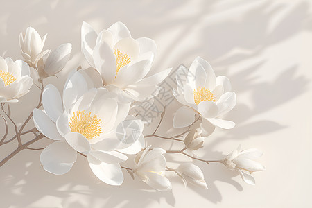白色花贲团扇白色花朵绽放插画