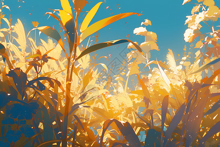 蓝天下的金色草原背景图片