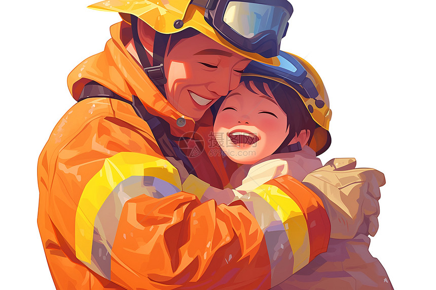 消防员的拥抱图片