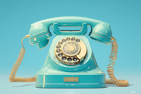 蓝色复古电话背景图片