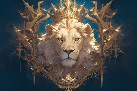 创意炫彩皇冠狮子亲王的皇冠插画