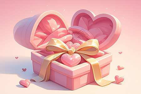 浪漫的爱心礼盒背景图片