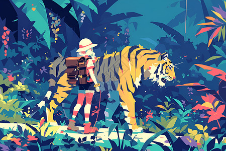 男孩丛林探险背景图片