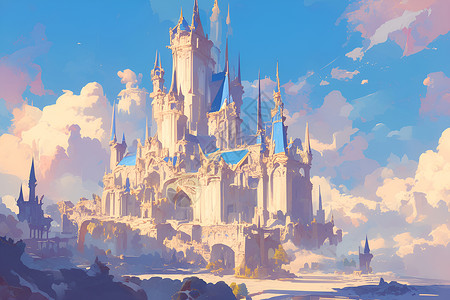 梦幻的城堡建筑背景图片