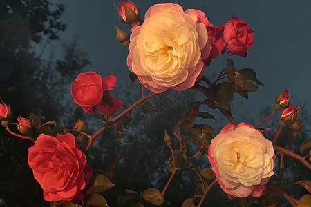 生命绽放浪漫绽放的玫瑰背景