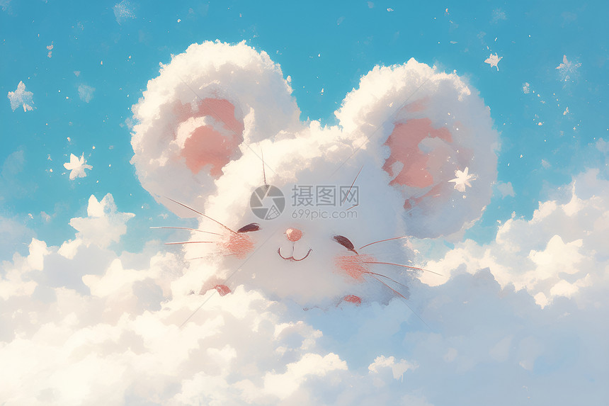 云上观星的可爱老鼠图片