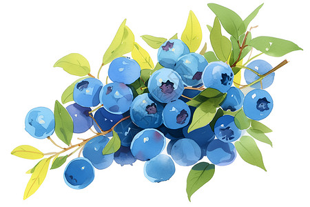 苔藓浆果蓝莓水果插画