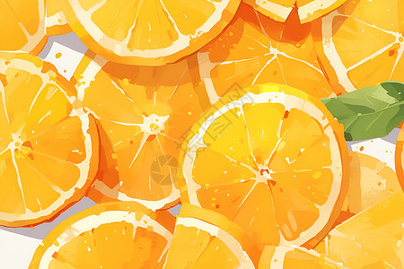 橙子叶子素材鲜艳橙子插画