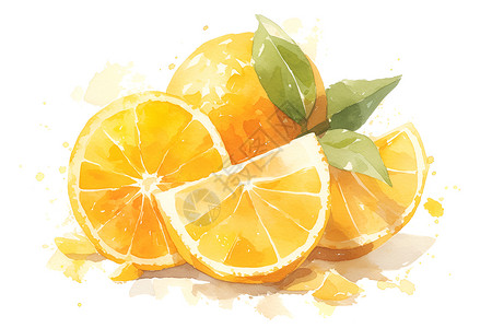 橙子水彩绘画背景图片