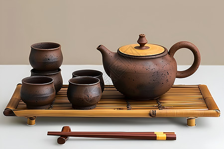 传统泥茶具背景图片