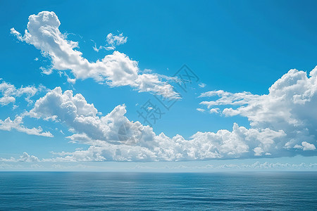 青天白云下的海洋背景
