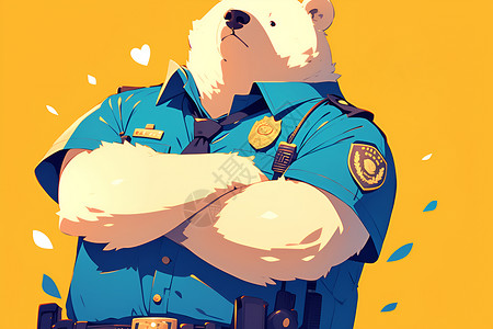 穿制服的警察可爱小熊穿着警服插画