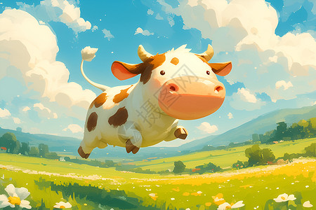 奔跑的卡通牛背景图片
