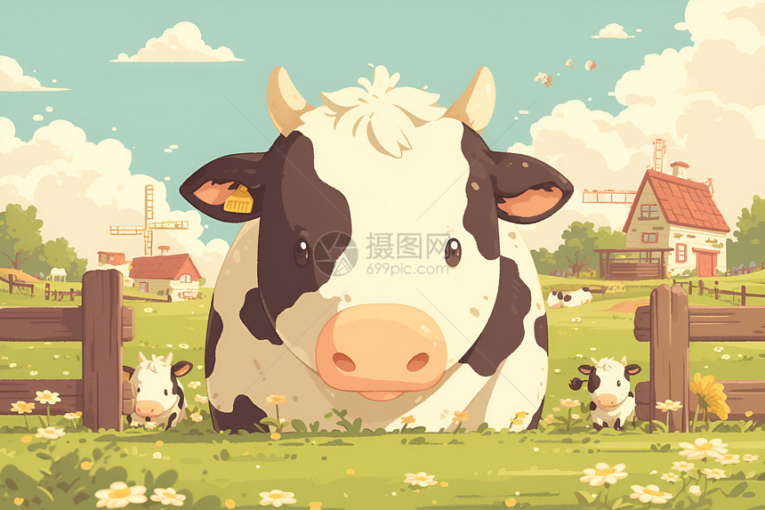 奶牛在栅栏里图片