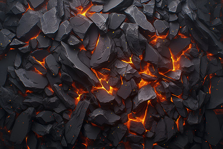 火山岩背景燃烧的煤炭插画