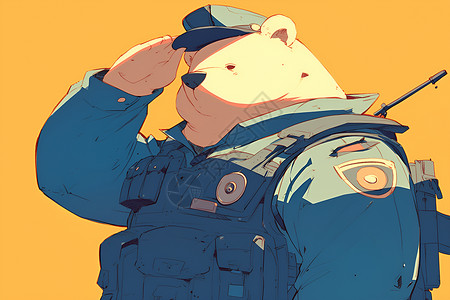 萌萌的警察熊背景图片