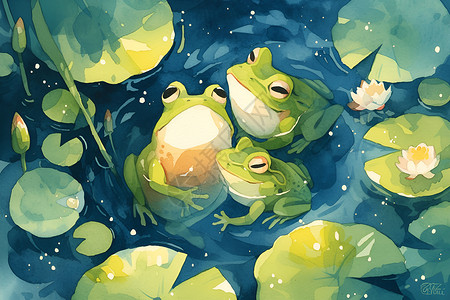 湖面上的青蛙背景图片