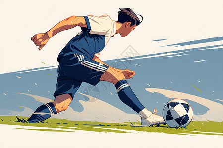 卡通踢球男孩足球运动员踢球的插画插画
