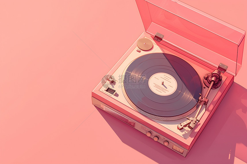 柔美的粉色唱片机图片