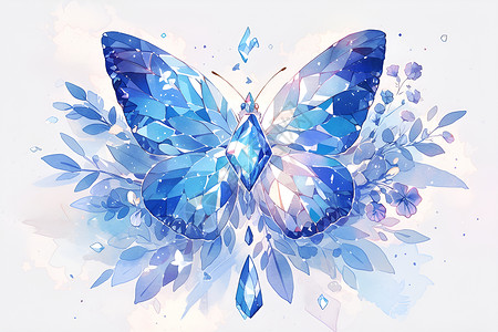 蓝晶蝴蝶舞动翅膀高清图片