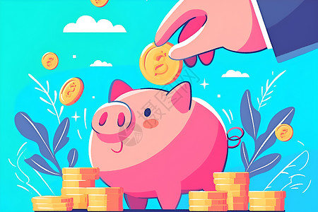 猪存钱存钱成为习惯插画