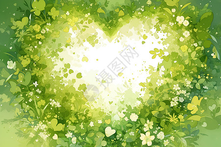 植物绿叶爱心爱心绿叶插画