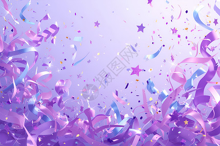 紫色心形彩带紫色的彩带插画