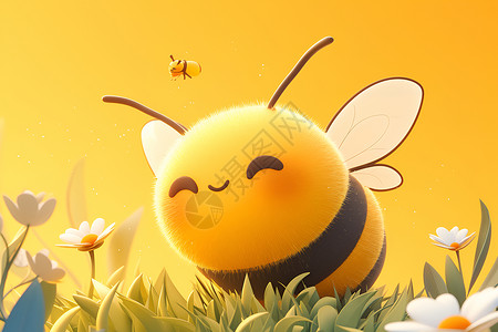 小蜜蜂在花丛中高清图片