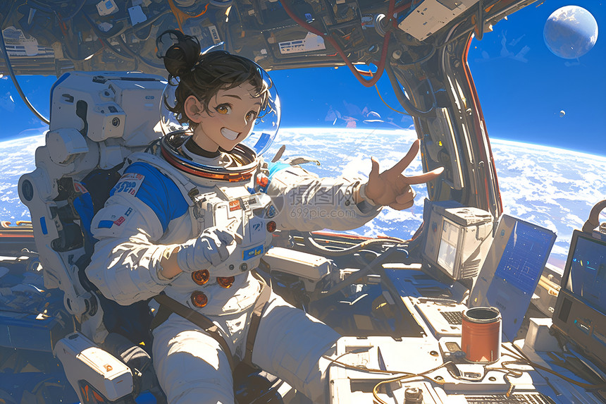 太空中的女航天员图片