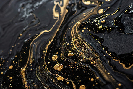 液体倒出金色与黑色的液体插画
