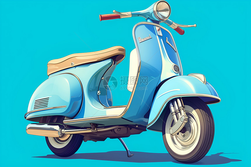 蓝色的摩托车图片
