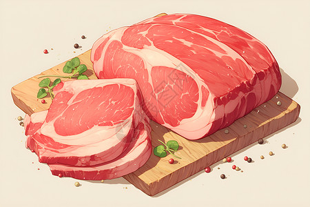 生肉生动的肉类插画