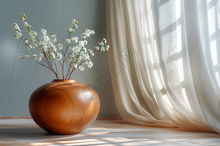 一束花在窗边高清图片