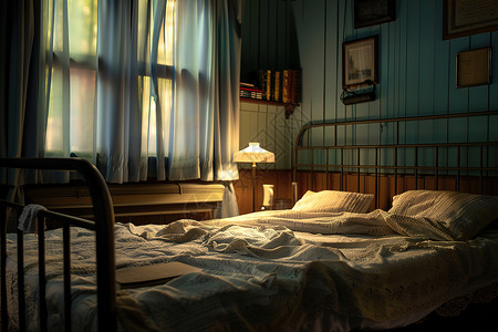 温暖的卧室大床房间高清图片