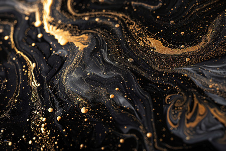 金色创意光效黑金色的液体插画