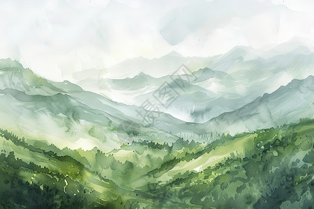 山林背景漂亮的山野插画