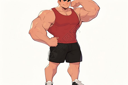 肌肉猛男健身的肌肉男插画