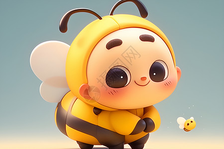 蜜蜂采花可爱的蜜蜂插画插画