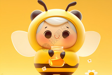 开采蜜蜂一只迷人的卡通蜜蜂插画