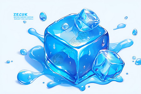 水花水珠冰块中的水滴插画